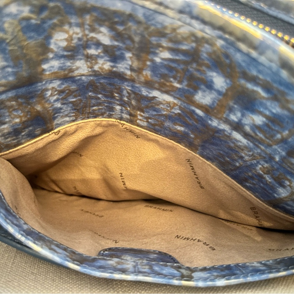 Brahmin Blue and Gold Shoulder Bag with Textured Pattern - Picture 5 of 8